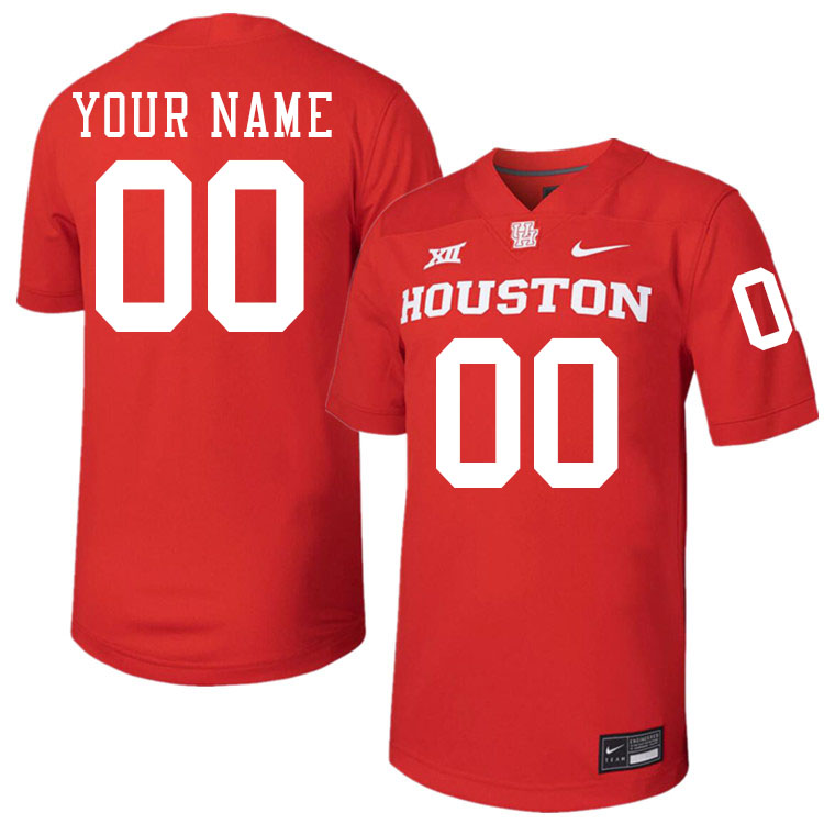 Custom Houston Cougars Name And Number Football Jersey-Red